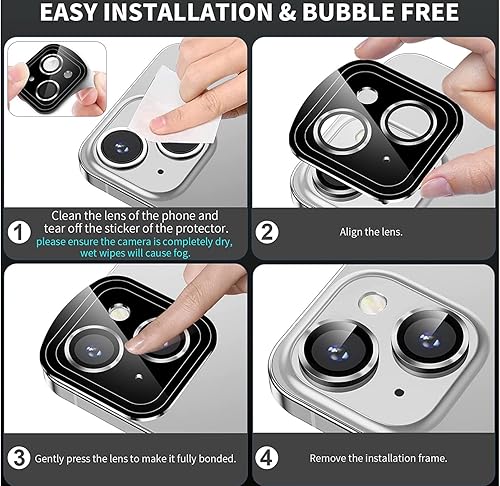 Miniatura 2 de Juego de 2 protectores de lente de cámara para iPhone 15  iPhone 15 Plus, cubierta de cámara de vidrio templado ultrafina resistente a los arañazos,