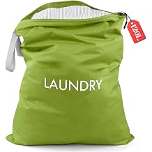 WiseBoy Laundry Bag, 23.6x35 inch Oversized Laundry Bags, Travel Laundry Bag Dirty Clothes Organizer, Nylon Wet Dry Storage Bag for College Dorm, Camping, Caravan, Green