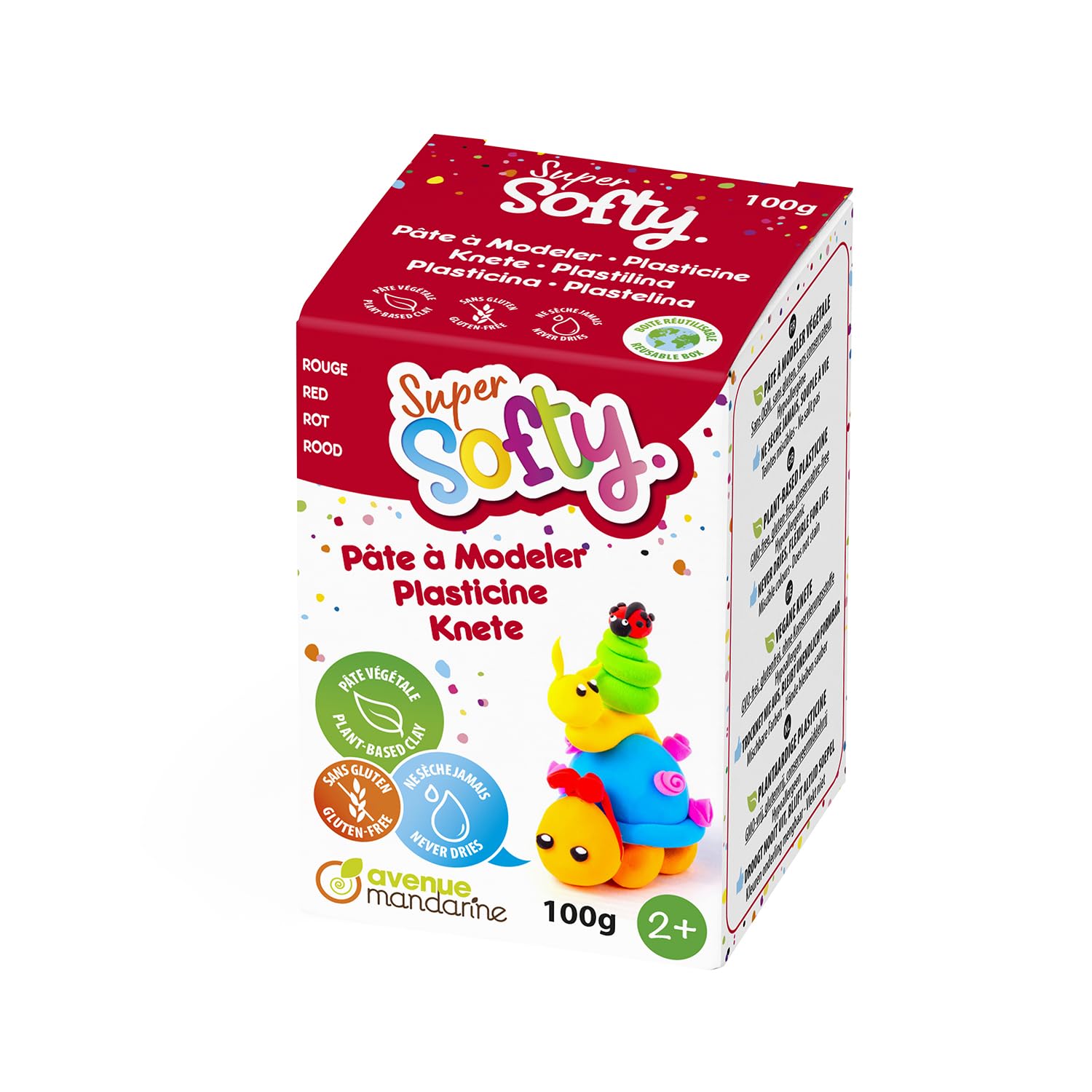AVENUE MANDARINE SO0880100400C, A 100 G Box of Softy Modelling Clay, from 2 Years Old, RED Colour, Very Soft Dough - Image 3