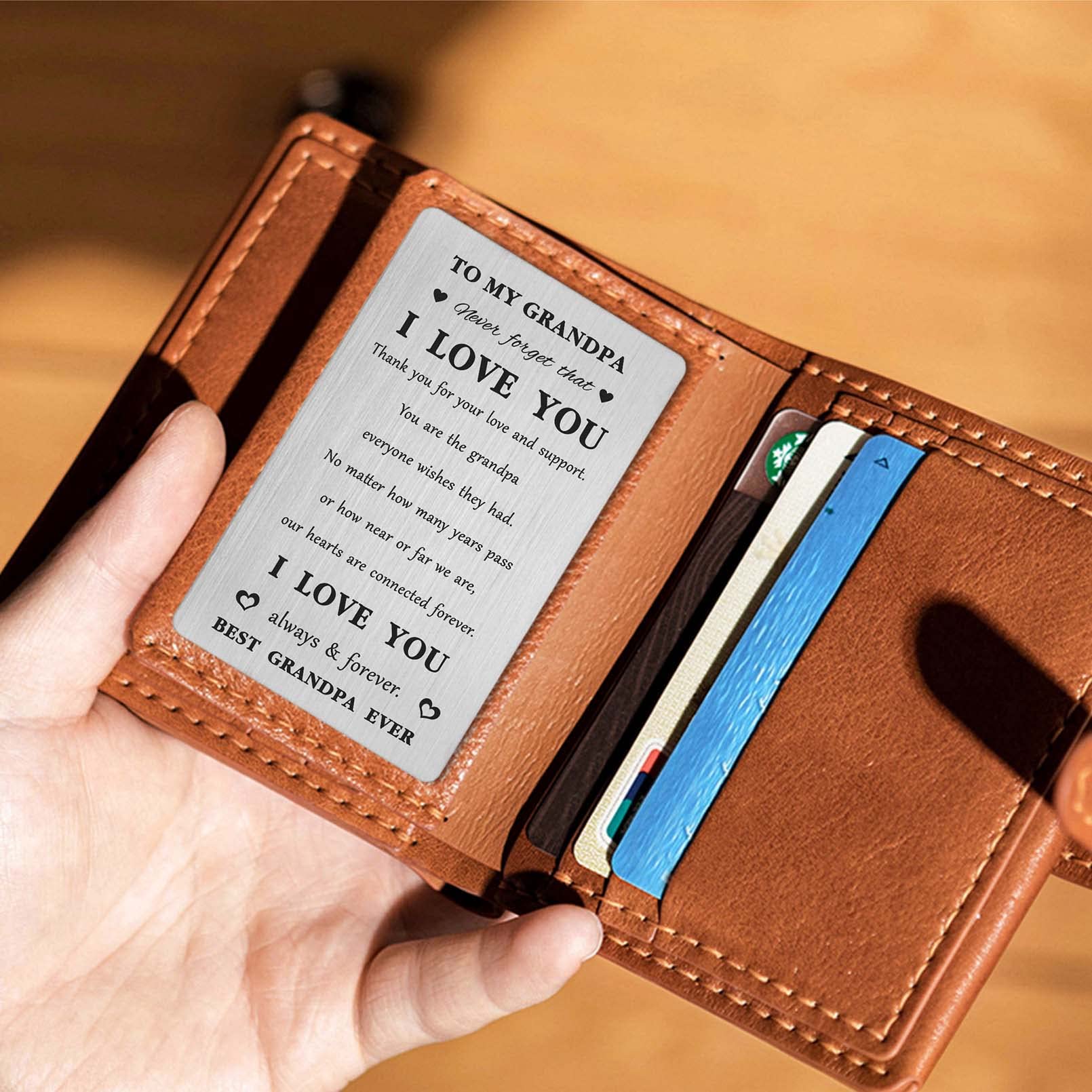 Opa Geschenkkarte Aus Edelstahl – „I Love My Grandad“, 8,5x5,4 Cm, Für Geburtstag, Weihnachten, Vatertag