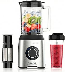 Taurus – Prior 1800W Blender, 20 Speed, Turbo + 4 Functions, Ice Blender, Smoothie, 6 Blades, Pulp Filter, Portable Cup, D…