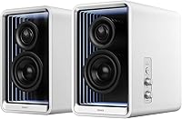 Edifier QR65 Hi-Res Bluetooth Desktop Speakers: 70W Power, LDAC Audio, RGB Lights, 65W Charging, Stands - White