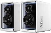 Edifier QR65 Desktop Active Monitor with 2.75" Long-Throw Aluminum Diaphragm mid-Low Drivers, Hi-Res Audio, Brilliant Light Effects, 70W Output Power Bluetooth Speakers with Stands - White