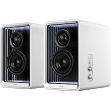 Edifier QR65 RGB Light Desktop Active Monitor, 70W RMS, Hi-Res Audio, White | LDAC Bluetooth 5.3, 2.75" Long-Throw Aluminum Diaphragm mid-Low Drivers, 65W TurboGaN Charging, SUB Out, Multi Inputs, Stands