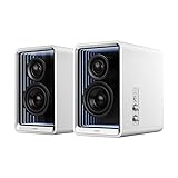 Edifier QR65 Desktop Active Monitor with 2.75' Long-Throw Aluminum Diaphragm mid-Low Drivers, Hi-Res Audio, Brilliant Light Effects, 70W Output Power Bluetooth Speakers with Stands - White