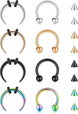 Longita Septum Rings Septum Jewelry 16g 18g Septum Ring Septum Piercing 20g Horseshoe Earring Hoop Lip Ring Silver Black Gold