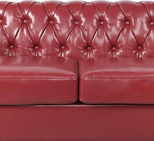 Miniatura 80 de RARZOE Moderno juego de sofá de 2 piezas para sala de estar, contemporáneo con botones copetudos, de piel sintética, sofá de tres plazas y sofá de