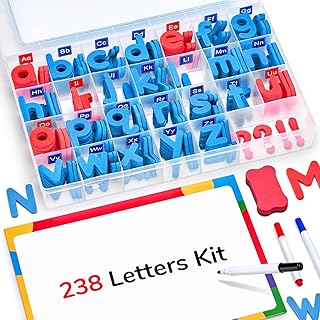 JoyCat Classroom Magnetic Letters Kit 234 Pcs with Double-Side Magnet Board - Foam Fridge Alphabet Letters for Kids Spelling and Learning-Pack of 10