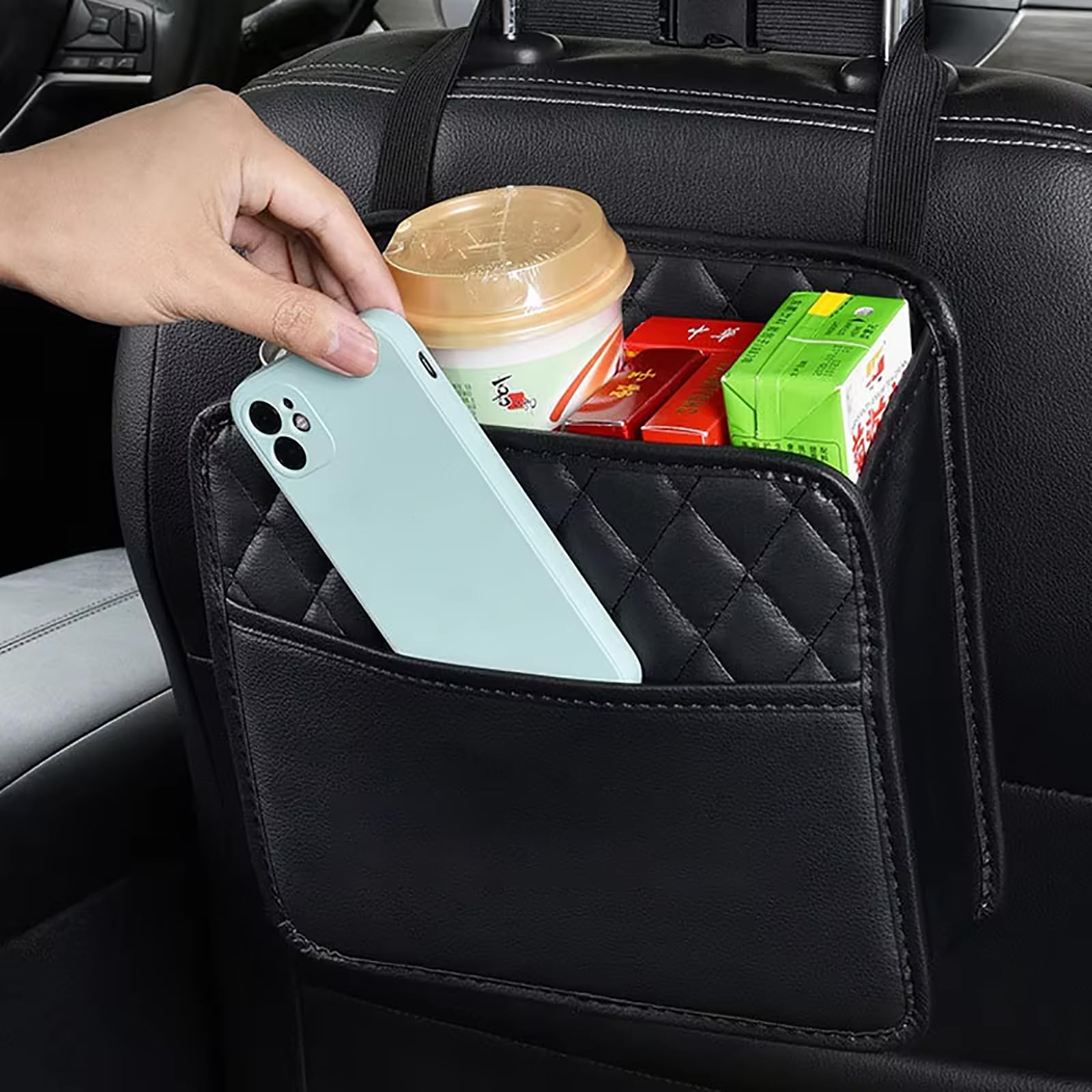 Środkowa skórzana torba do przechowywania fotelika samochodowego, torba do przechowywania i przechowywania samochodu, kompatybilna z Dodge RAM Challenger JCUV Caliber Avenger