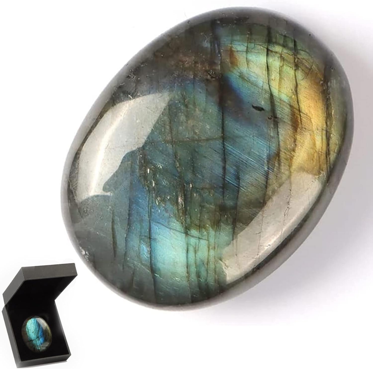 Hxswkk 2" Labradorite Crystal Worry Stones Quality Moonstone Crystal