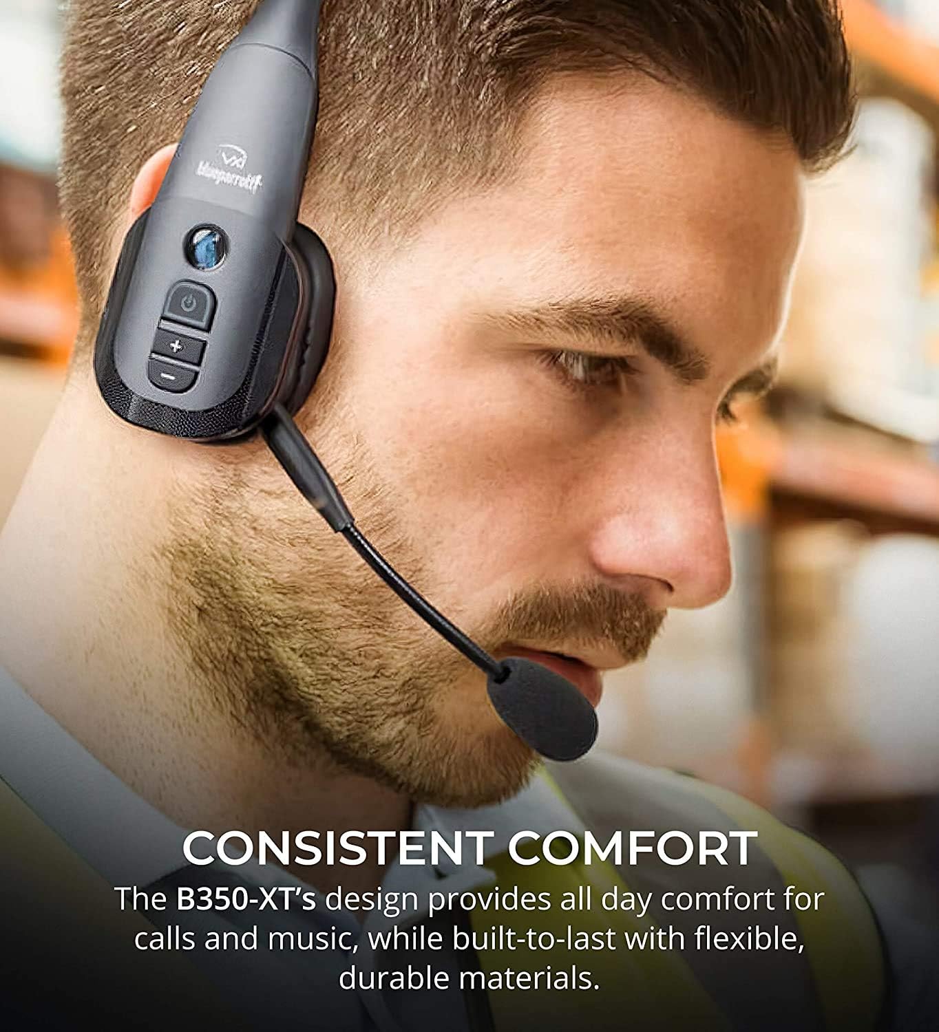 VXI BlueParrott B350-XT Bluetooth Headset Bundle with AC Power Supply and Car Charger