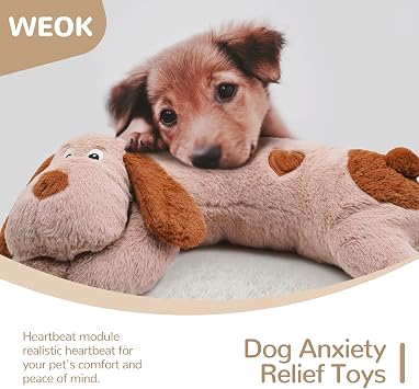 WEOK Heartbeat Replacement Soother Heartbeat Simulator for Reduce Pet Anxiety with Heartbeat Sound Machine, Puppy Heartbeat Toys Calming Separation Anxiety Relief Toys for Dogs