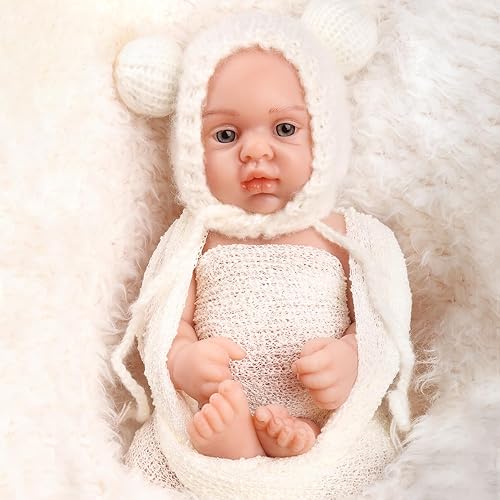 Muñecas de bebé Reborn de silicona de cuerpo completo con ojos abiertos de 15.3 pulgadas, realista de silicona, simulador de bebé recién nacido,