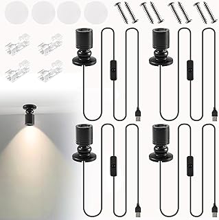 Joycabin 4 Stück Mini LED Strahler, 5V 1W Aluminium Spotlight mit Schalten, LED Schrankleuchte Akzentlichter Mini Spot Licht für Vitrinen, Schmuck, Schaufenstern, Modellen (4000 K Neutrales Licht)