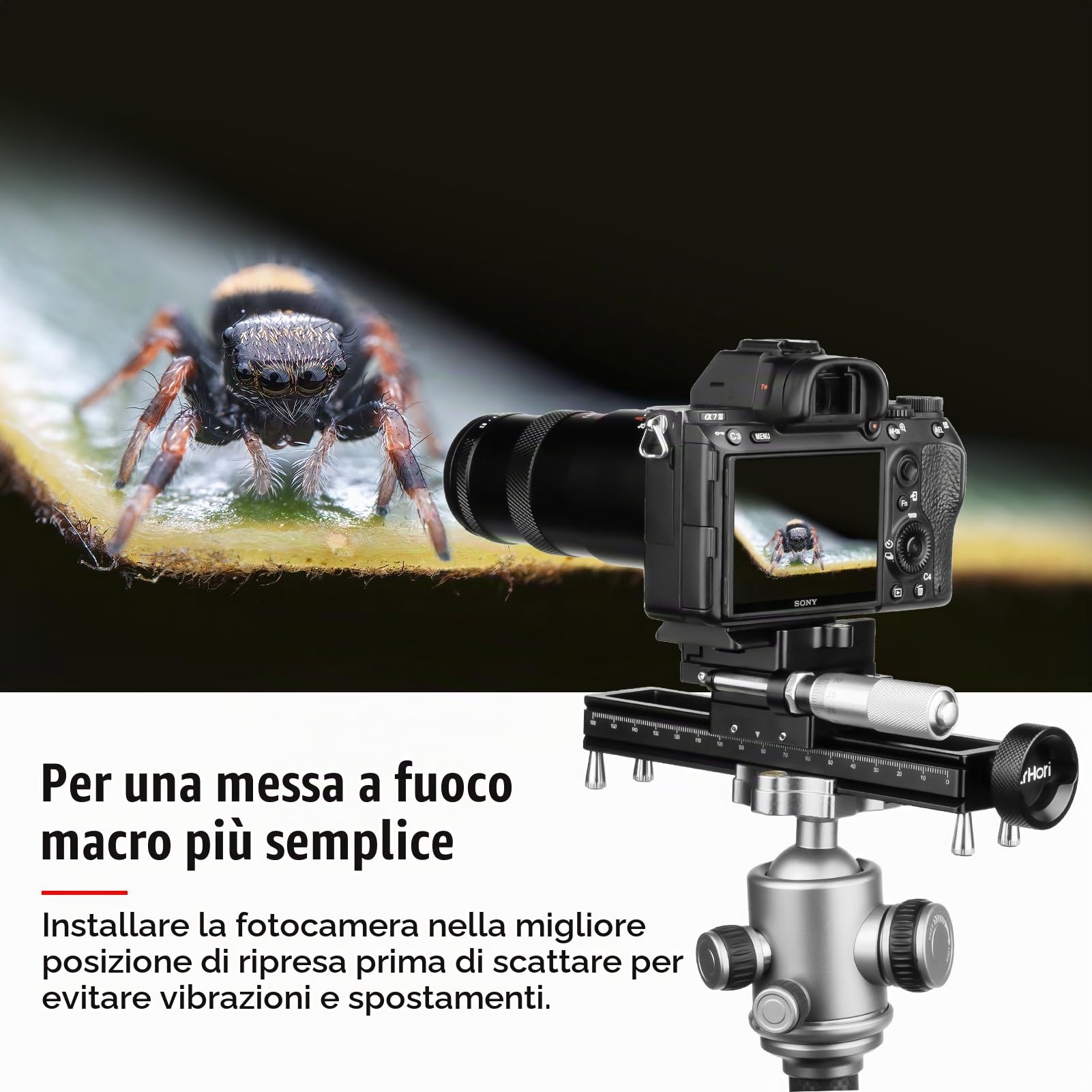 AstrHori Guida di messa a fuoco macro con piastra a sgancio rapido Arca,fotografia ravvicinata e macro Guida di messa a fuoco precisa, piedini staccabili,compatibilità fotocamera universale,AH-MGA170