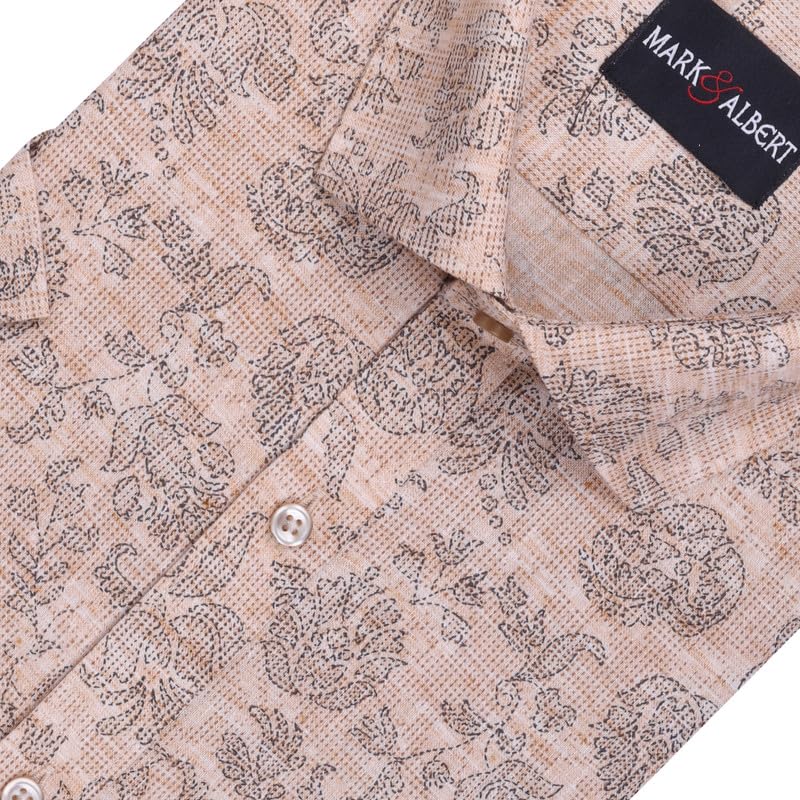 Image of Mark & Albert Men's Half Sleeve Cotton Linen Shirt Blue