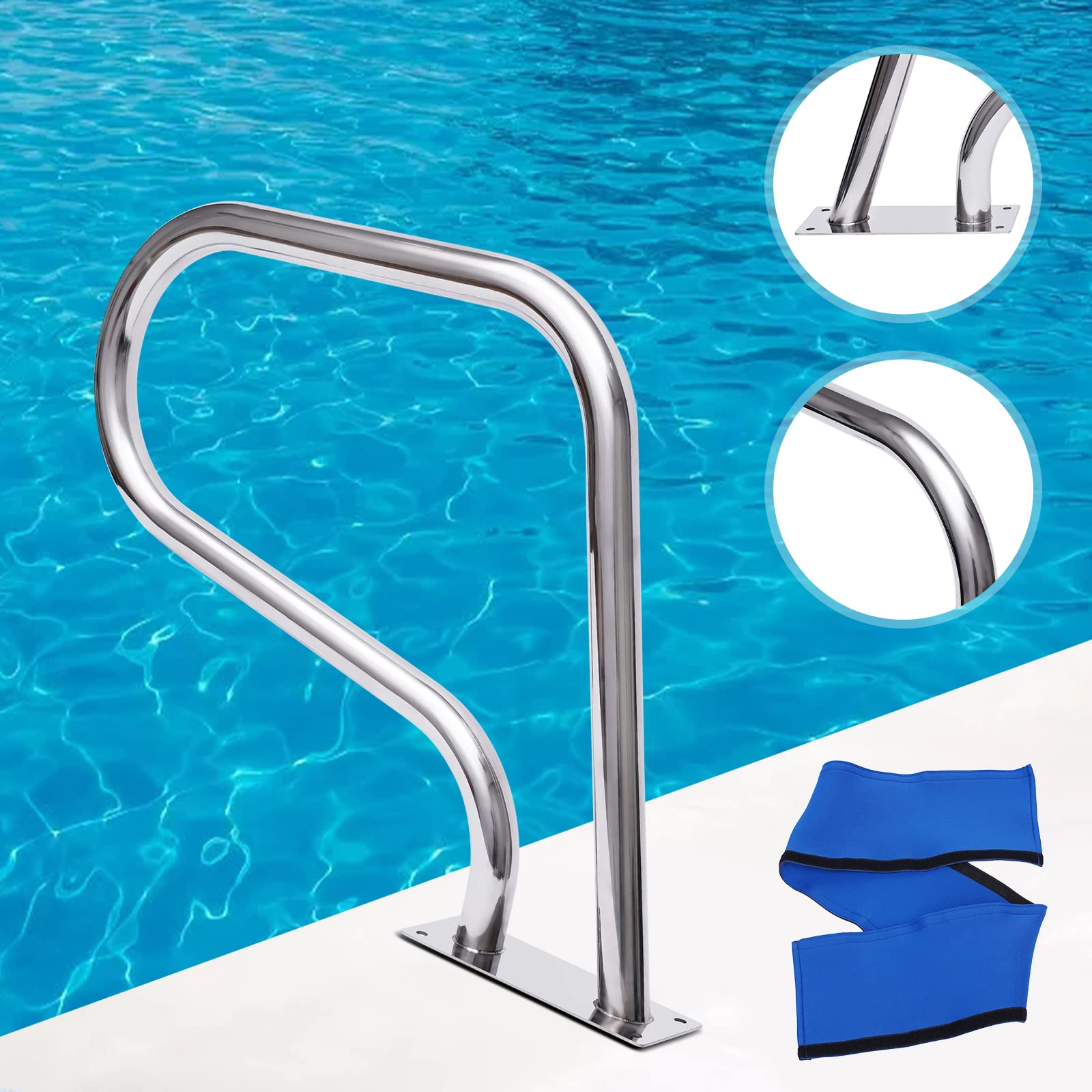 Main courante de piscine en acier inoxydable - Barre d'appui pour piscine - Charge maximale : 120 kg