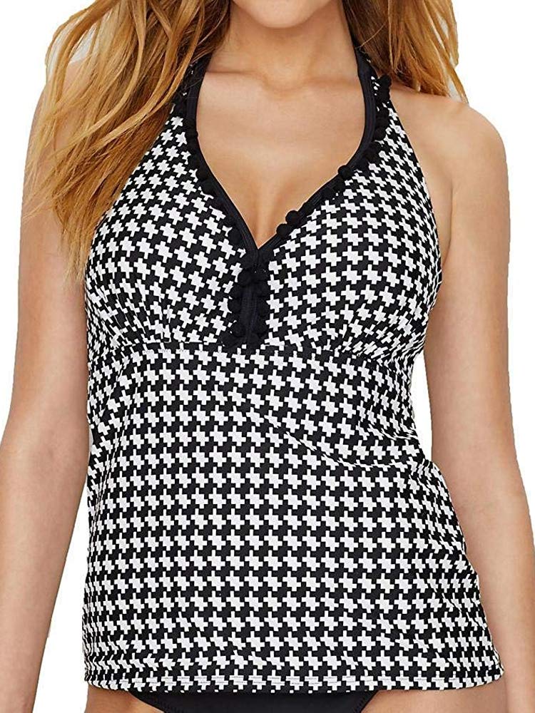Pour Moi? Women's Long Beach Underwired Tankini, Multicoloured (Black/White), 32C
