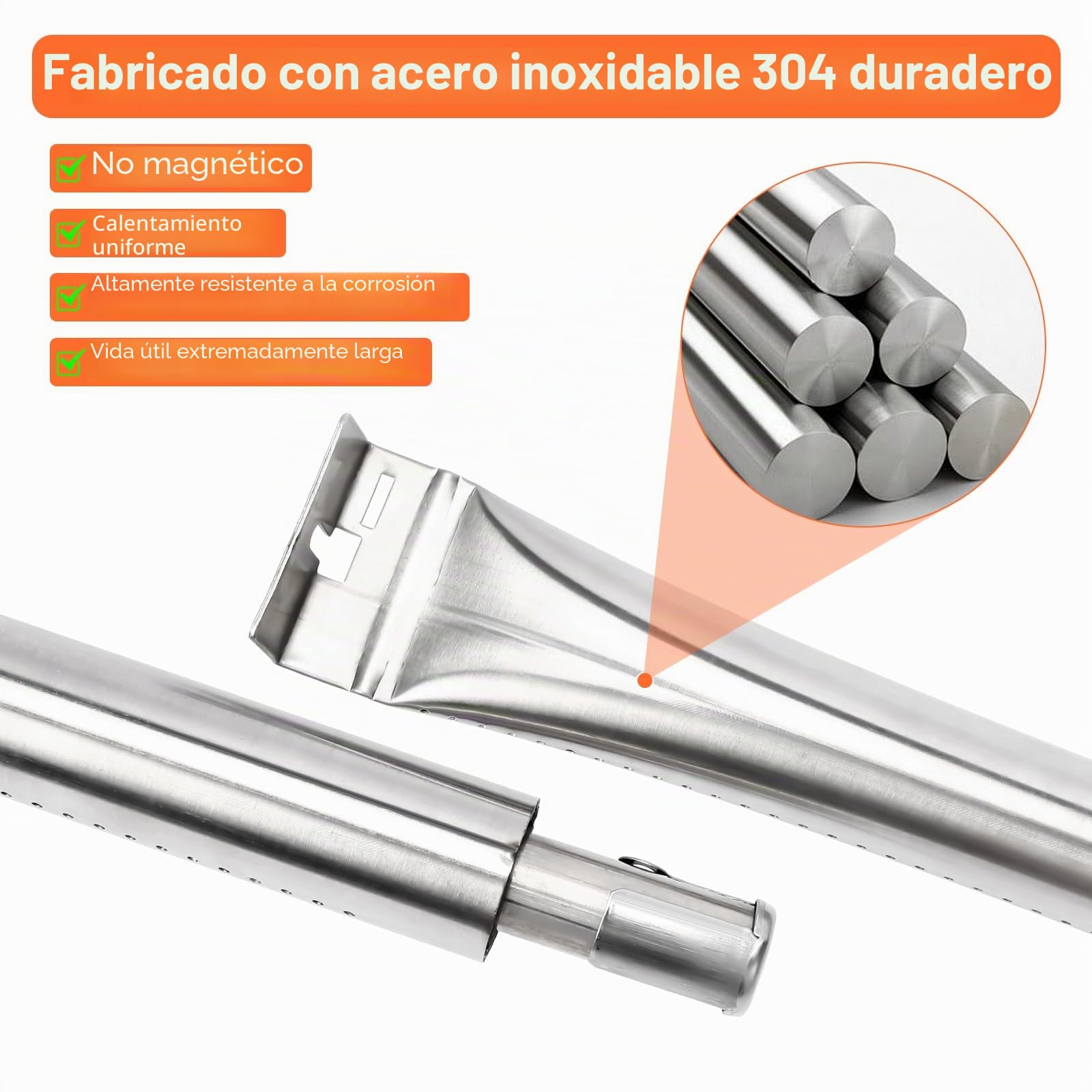 Denmay 18631 40 cm de acero inoxidable para quemadores BroilKing Baron modelos con quemadores de tubo delantero a trasero, piezas de repuesto para Broil King Baron 490 590 320 340, 5 unidades