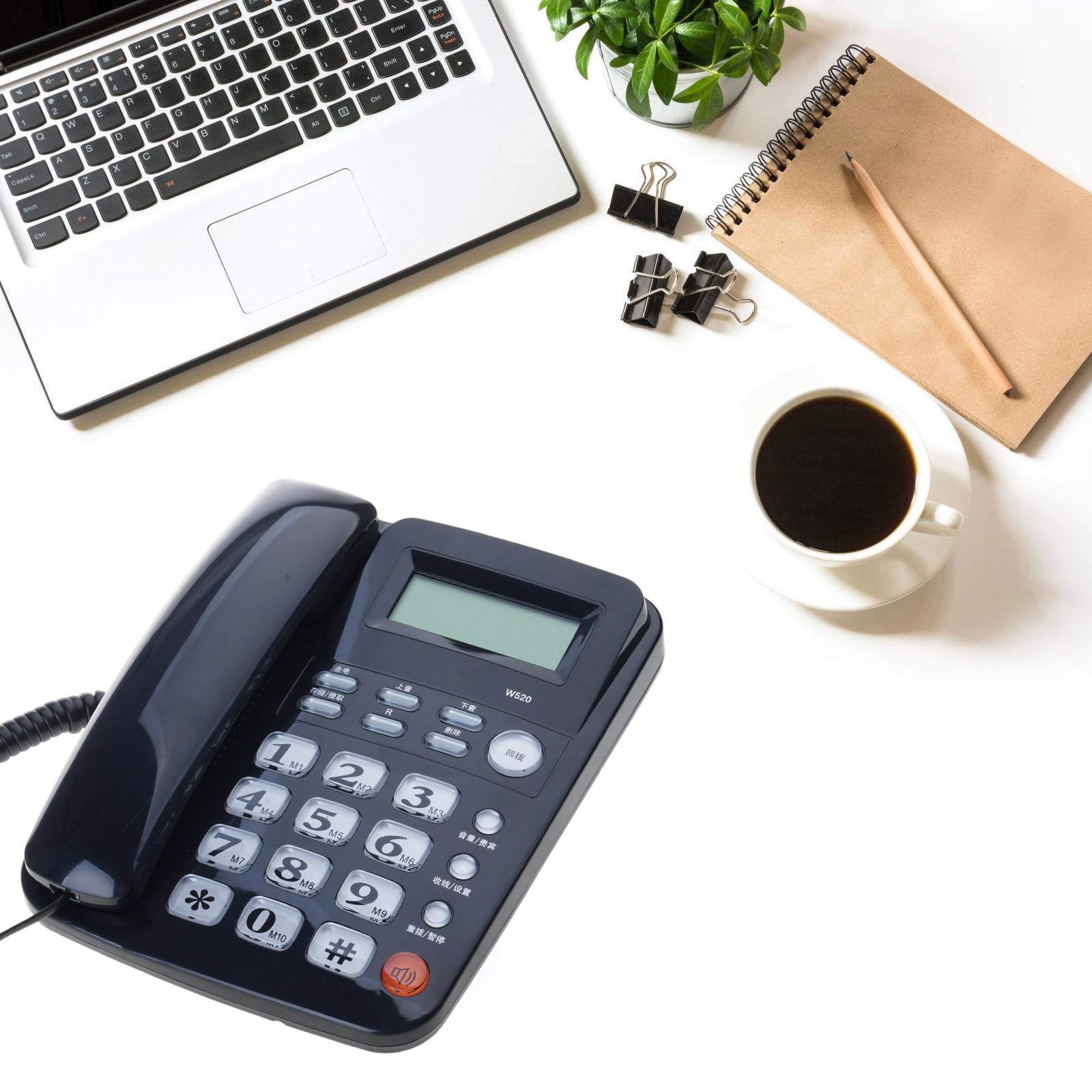Telefono fisso da ufficio con corpo leggero, funzione vivavoce e visibilità delle chiamate