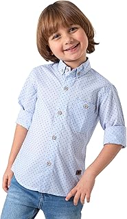 قميص منقط للاولاد الكبار من نينوس - ازرق