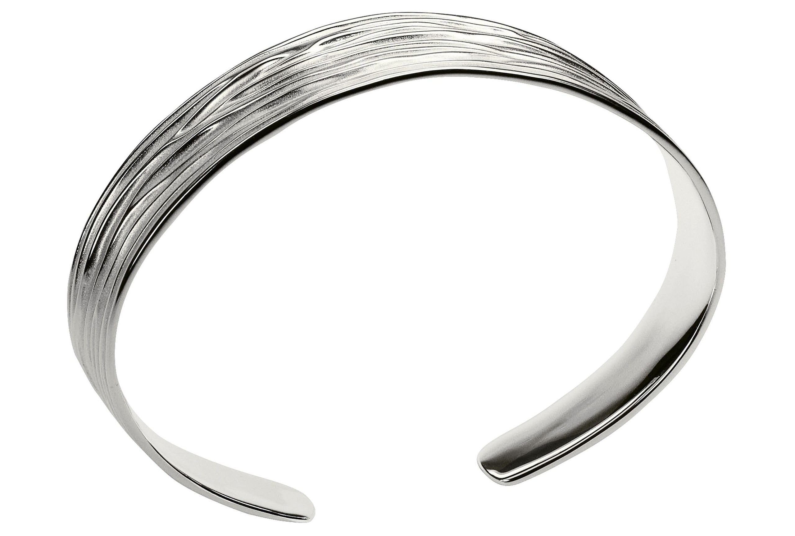 SILBERMOOS Damen Armreif Armspange offen Wellen-Muster matt glänzend 925 Sterling Silber