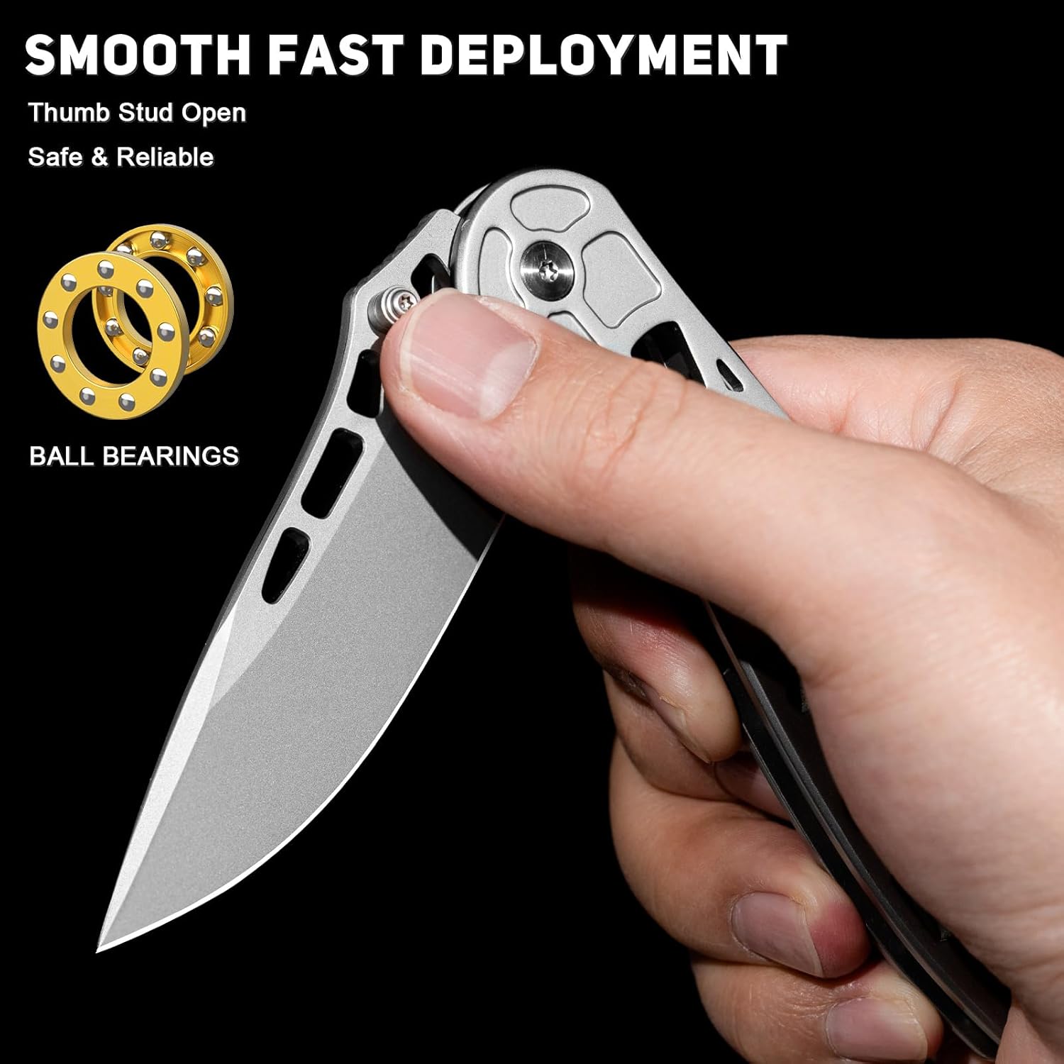 VALHALLA EDC Pocket Knife, 3.48'' Folding Pocket Knife for Men, Cool Knife with Stainless Steel Blade, Full Steel Skeleton Design, Lightweight