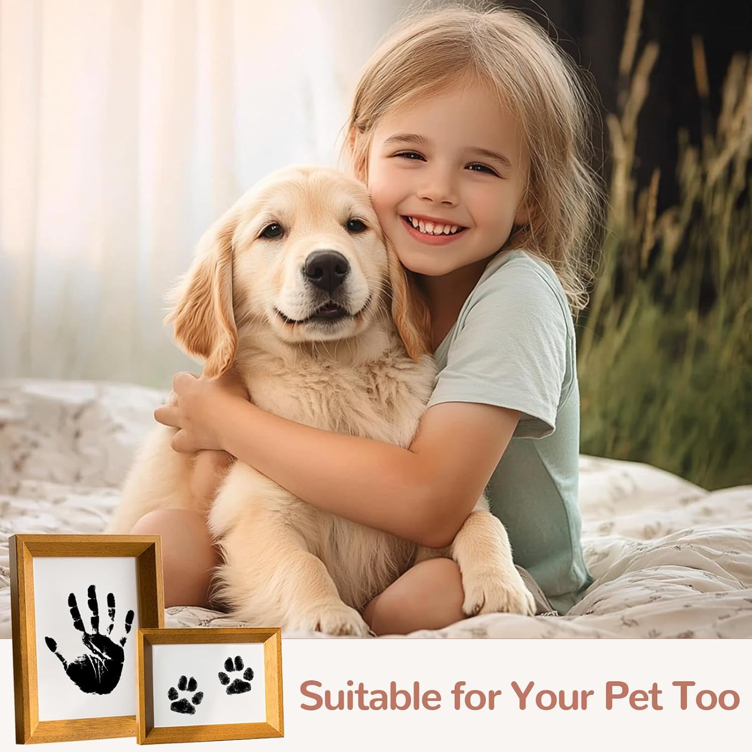 New Born Baby Gifts - Baby Footprint and Handprint Kit with 2 Inkless Foot Pads and 1 Imprint Cards, Dog Paw Print Kit, Safe Colour Hair Colour Black, Ideal Keepsake for Newborns and Pets 3