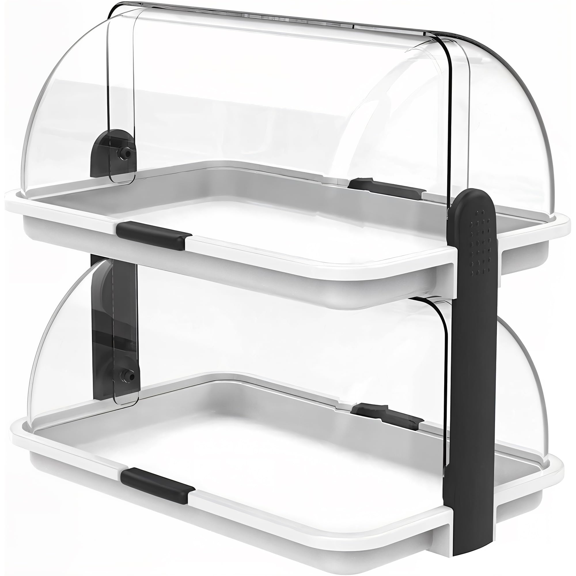 Sicignano | Vitrina expositora doble para mostrador, blanco, 46,5 x 31,5 x 40,5 cm – Expositor neutro para bar, restaurante, bufé, B&B, desayuno, almuerzo, cena, vitrina para dulces – 2 pisos