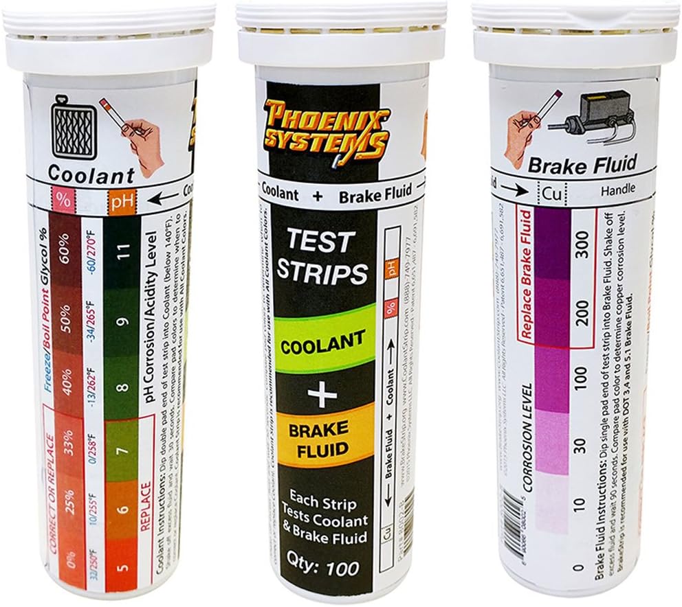 Phoenix Systems 8002-B Double-Ended Test Strip for Coolant + Brake Fluid (Determines When to Replace Coolant and Brake Fluid)