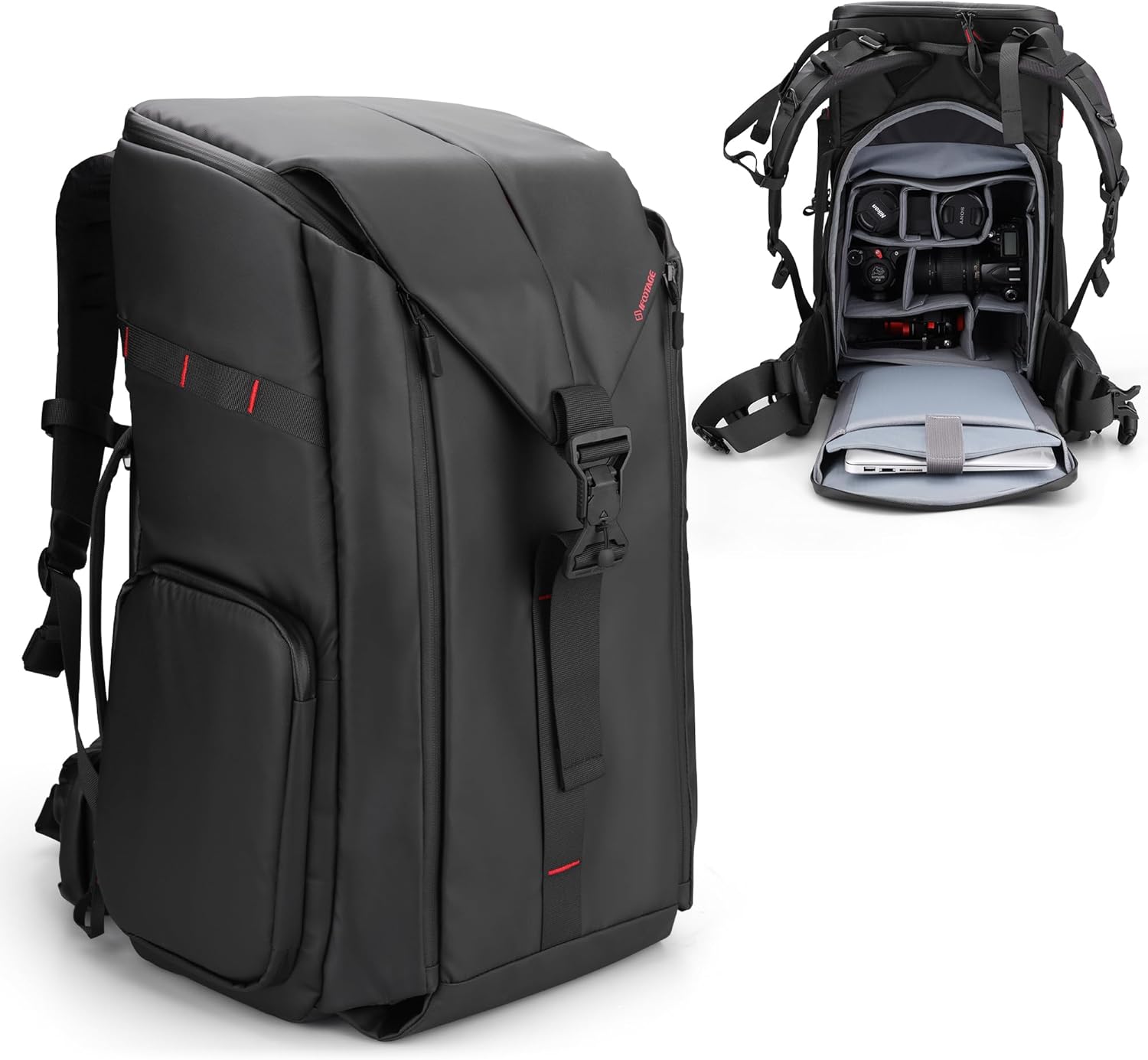 IFOOTAGE Beave BV-R35 Rolling Camera Bag, Travel Camera Case with Wheels, 35L Photography Backpack, Side Access Outdoor Photography Hiking Travel Professional DSLR Camera Bag Backpack for Men Women