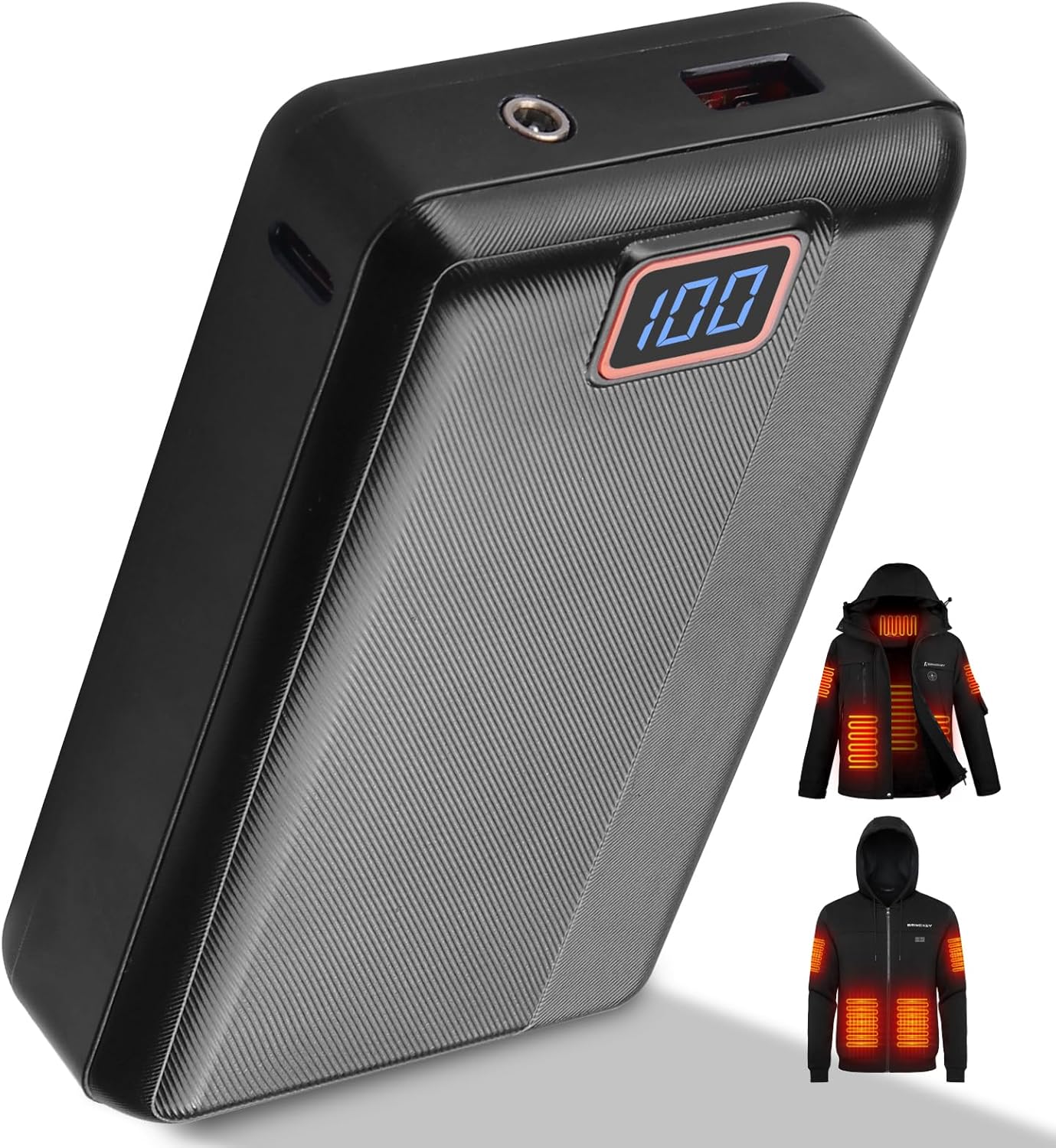 7.4V 20000mAh Rechargeable Power Bank with USB Cable, Fast Charge Battery Packs with LED Display for Heated Jacket, Heated Vest, Heated Hoodie, Heated Socks, Smart Mobile Devices