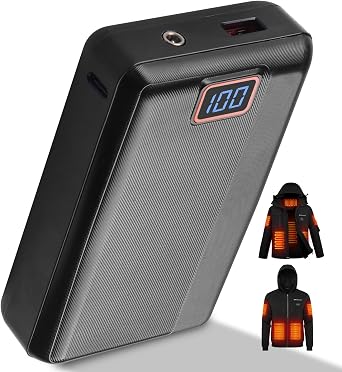 7.4V 20000mAh Rechargeable Power Bank with USB Cable, Fast Charge Battery Packs with LED Display for Heated Jacket, Heated Vest, Heated Hoodie, Heated Socks, Smart Mobile Devices