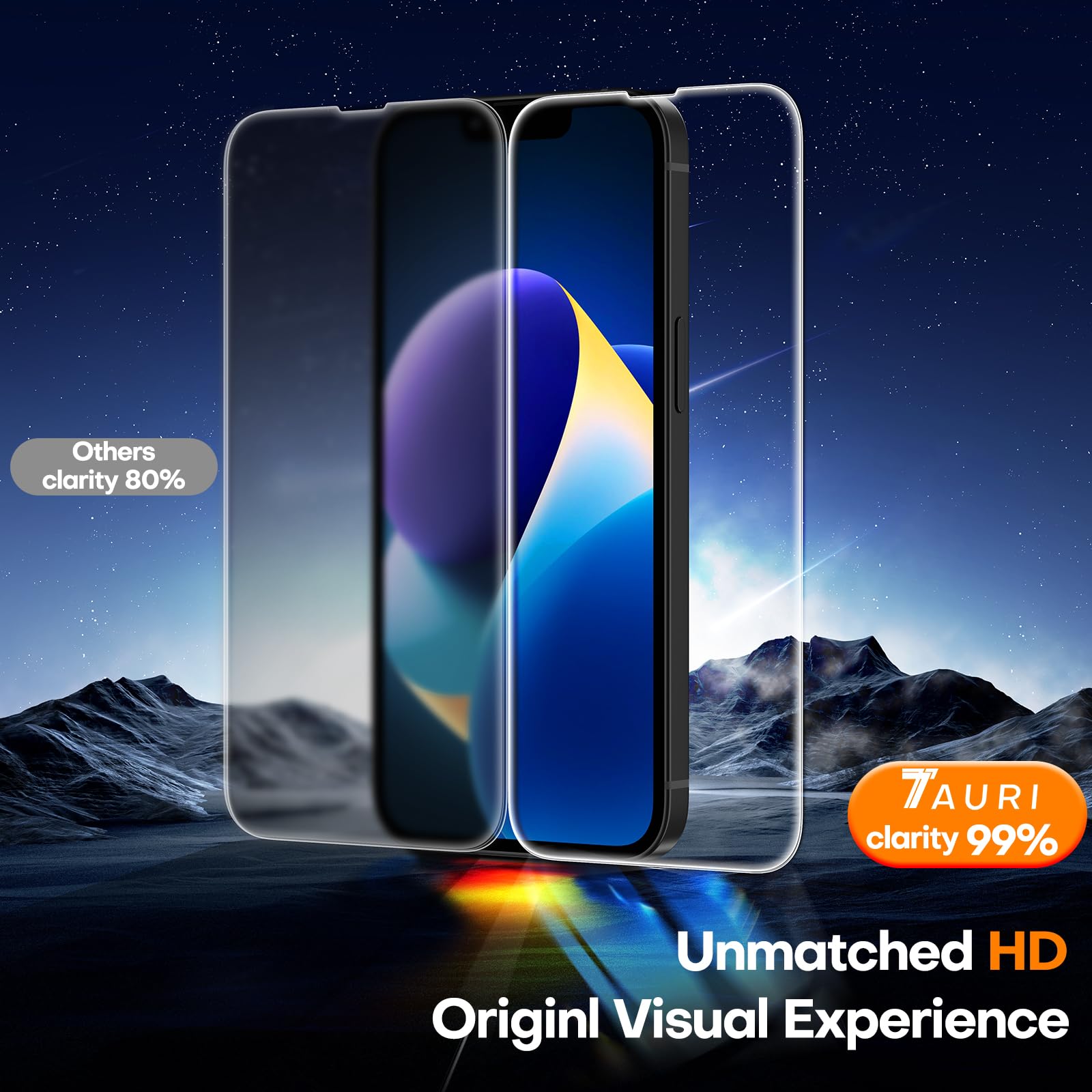 TAURI 3 Pezzi Pellicola Vetro Temperato per iPhone 14 6,1 Pollici, Rimozione Automatica Della Polvere, Durezza 9H Protettiva, Senza Bolle