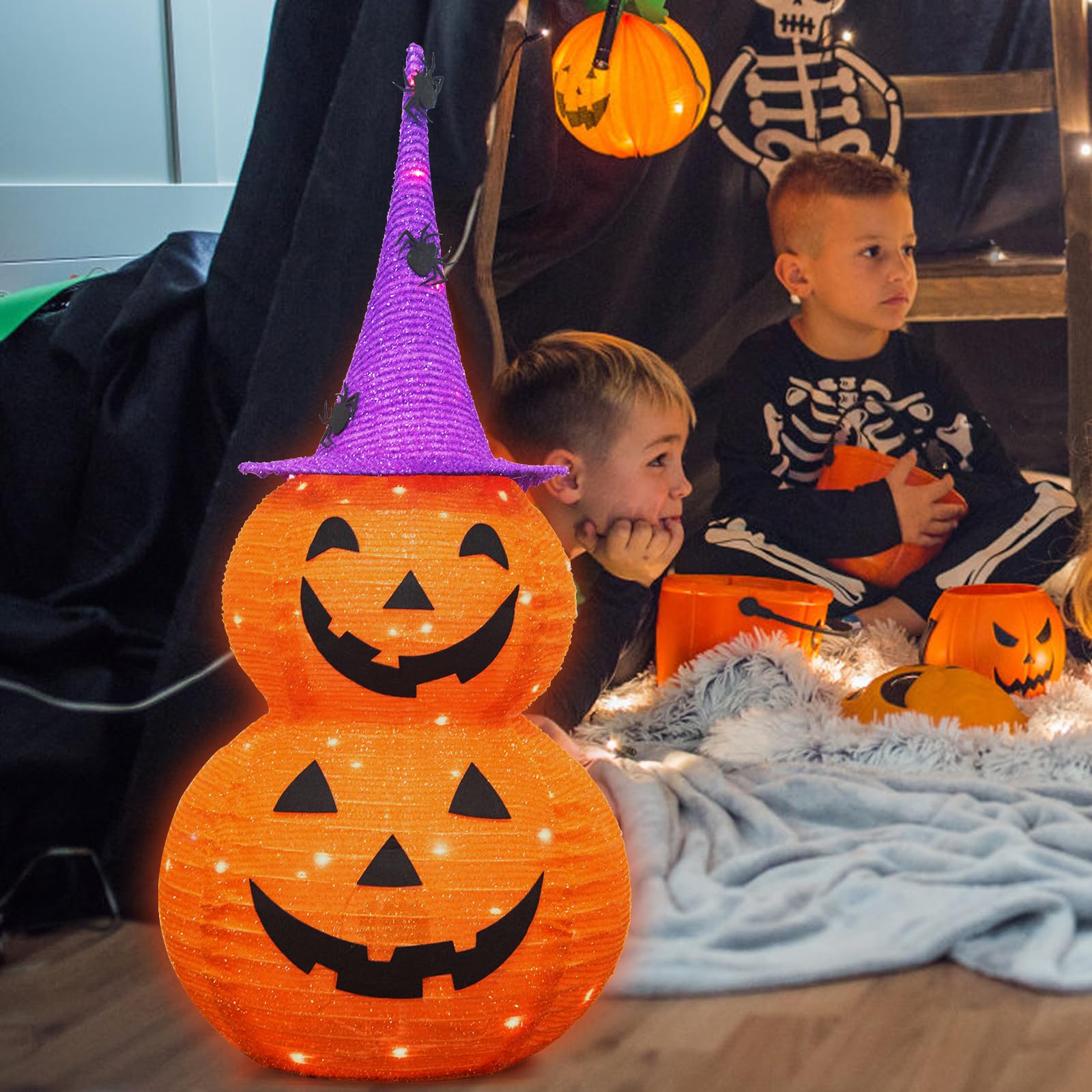 Lumières Fantômes De Citrouille Gonflables D'Halloween, Décoration De