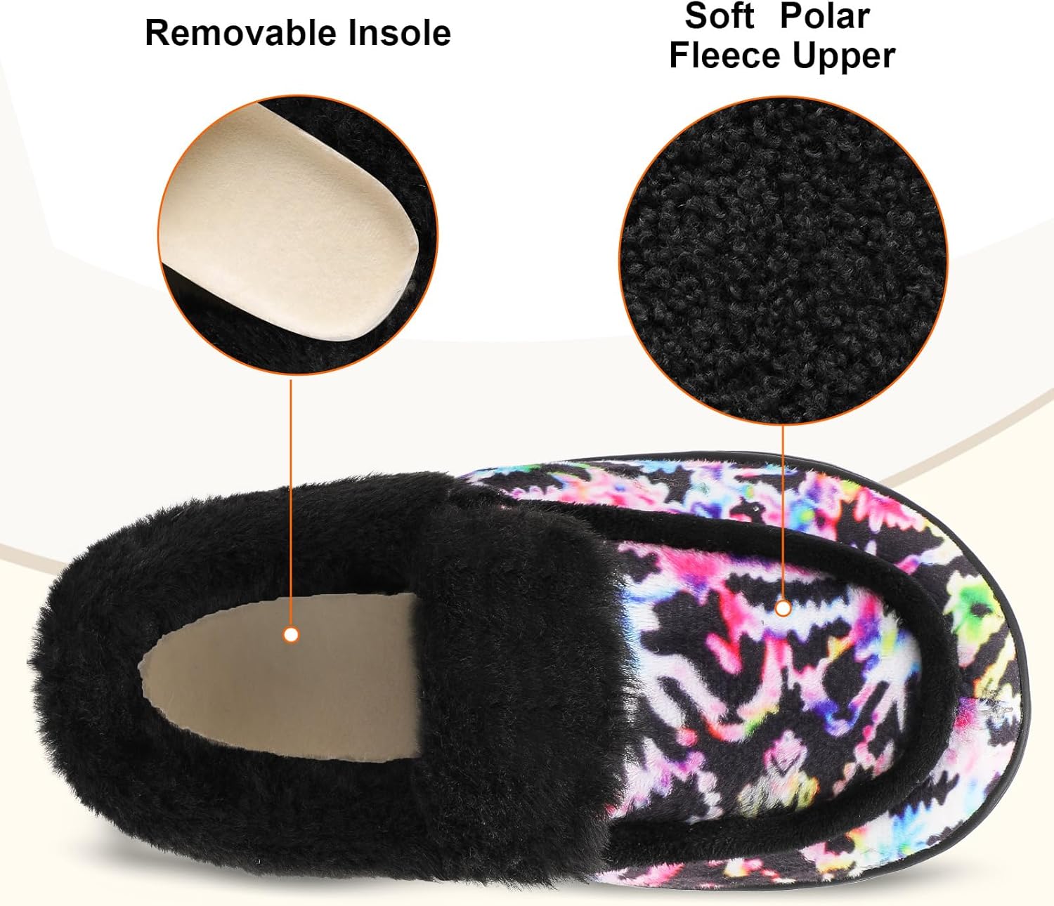 BARERUN Womens Slippers Fuzzy Collar Slipper Boots for Women Wide Toe House Shoes Moccasin Camping Travel Slippers with Hard Rubber Sole Indoor/Outdoor - Image 3