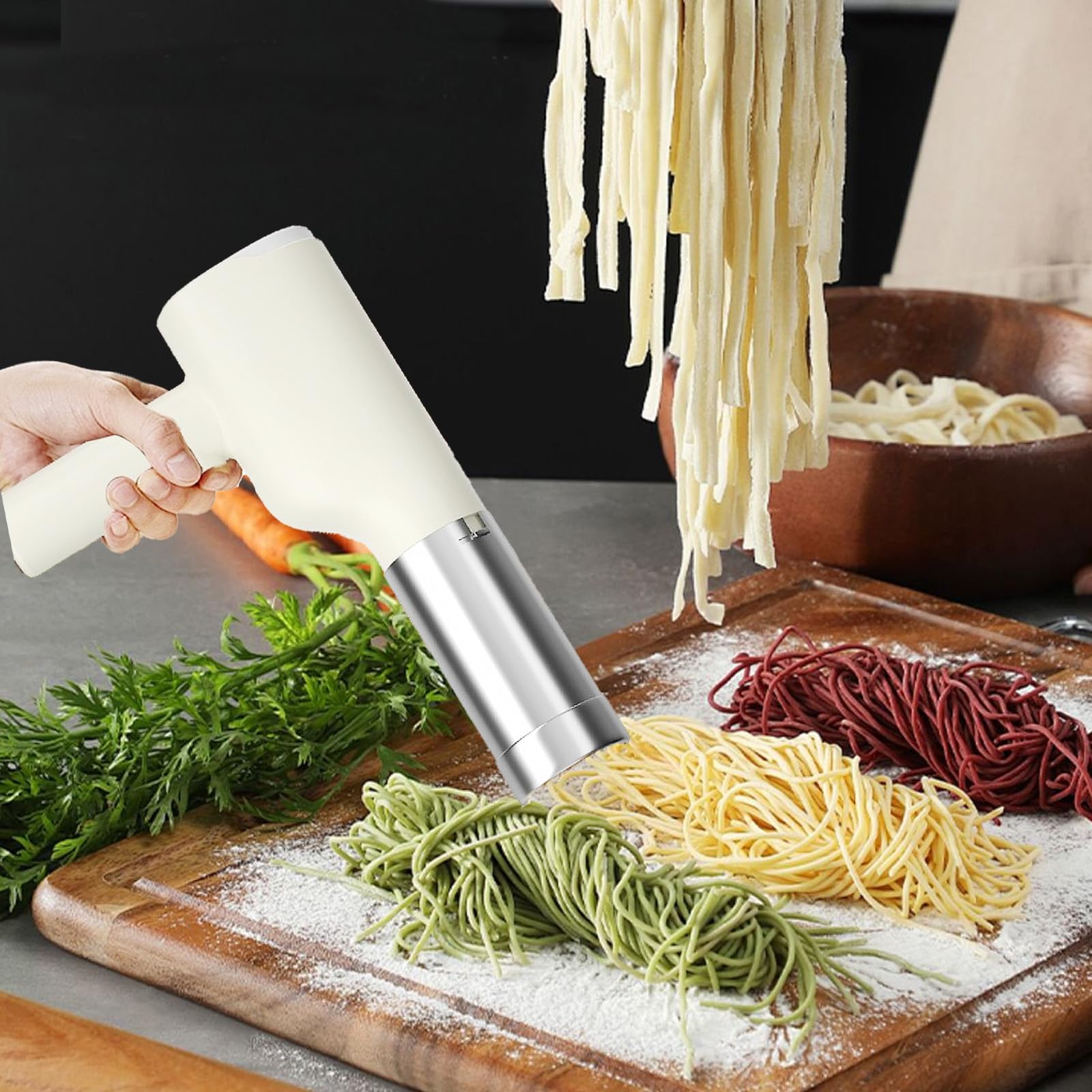 Tragbare Nudelmaschine Elektrisch 40W Handheld Pasta Maker mit 6 Scheiben