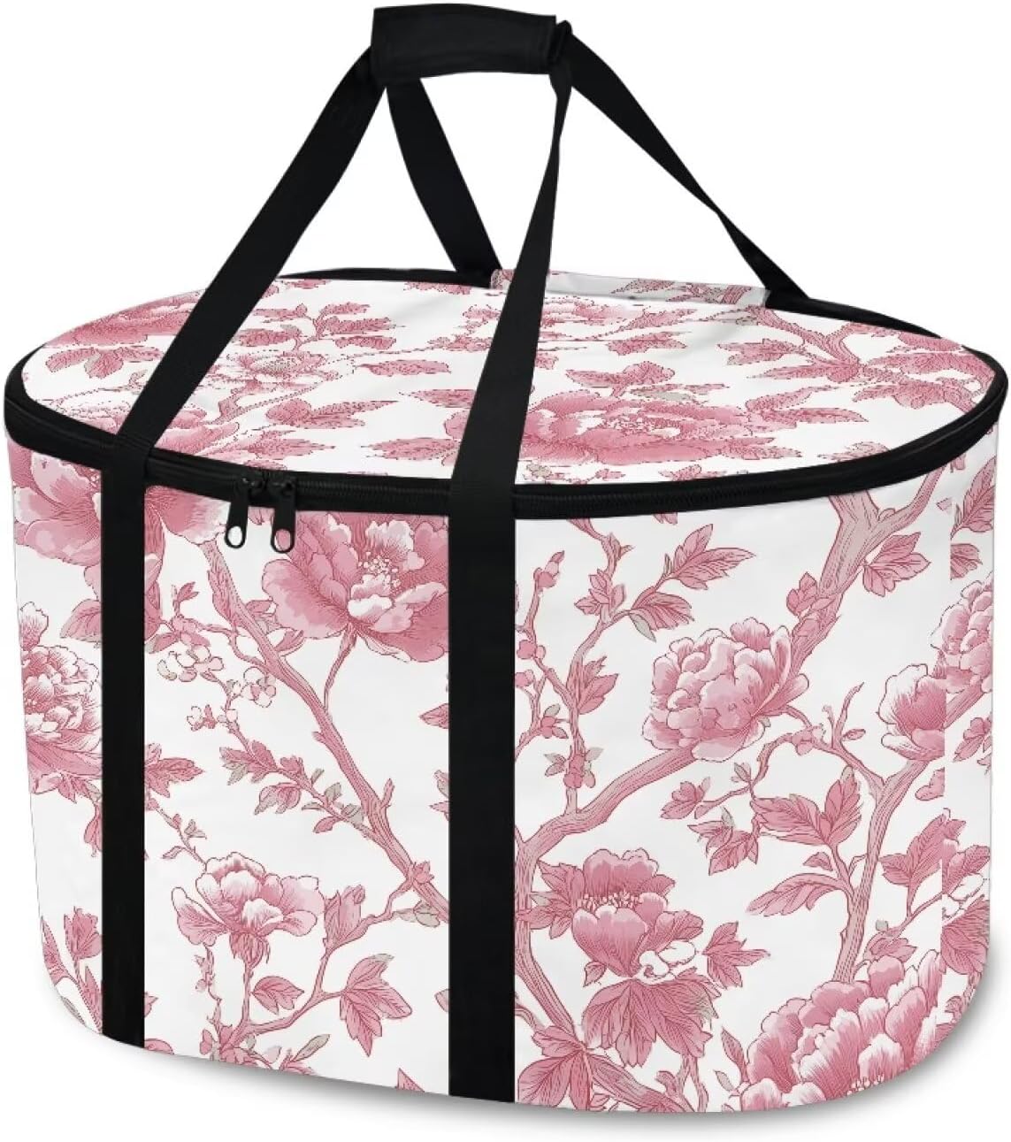 Cozeyat Elegant Floral Slow Cooker Carrying Case Compatible with 6-8 Quart Crockpot Carrier for Hot Travel, Outdoor, Picnic