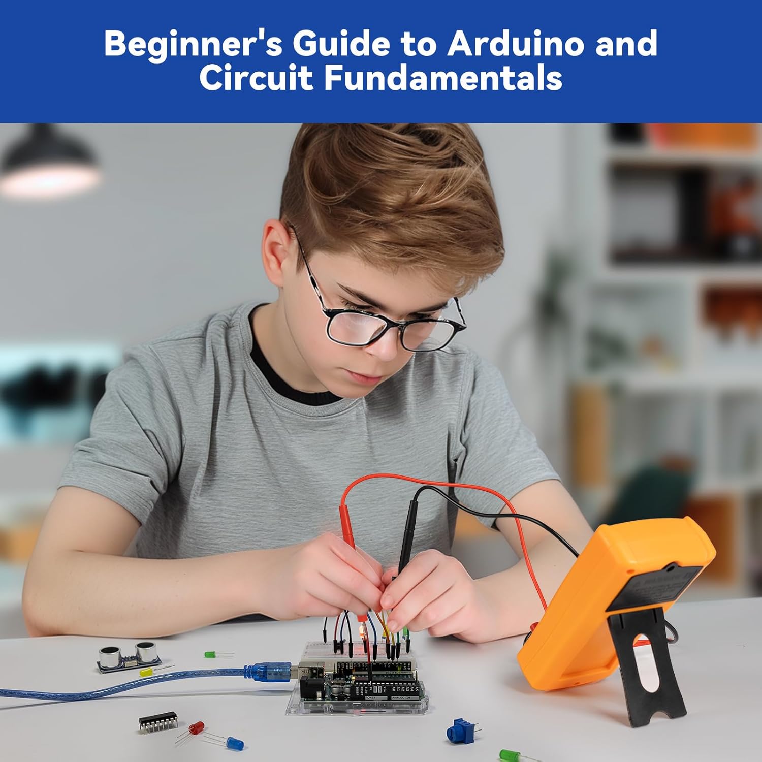 SunFounder Beginner's Lab Starter Kit with Original Arduino Uno R3 REV3 Multimeter 34 Projects 40+ Video Courses Breadboard Battery, RoHS Compliant, for Beginners & Engineers