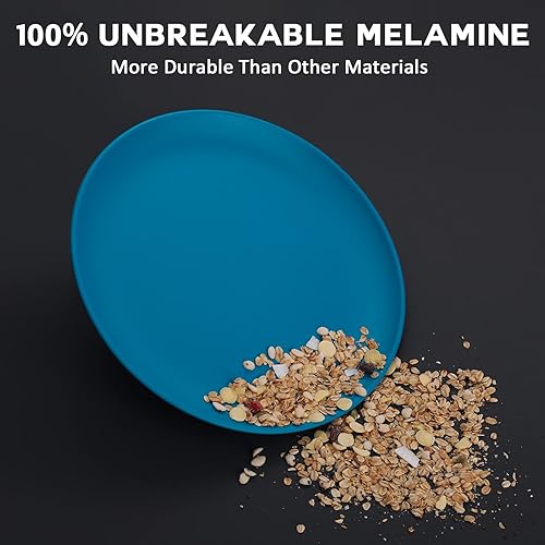 Miniatura 3 de TP Platos llanos de melamina de 10 pulgadas, juego de 6 platos irrompibles para servir en interiores y exteriores, servicio de cena irrompible para