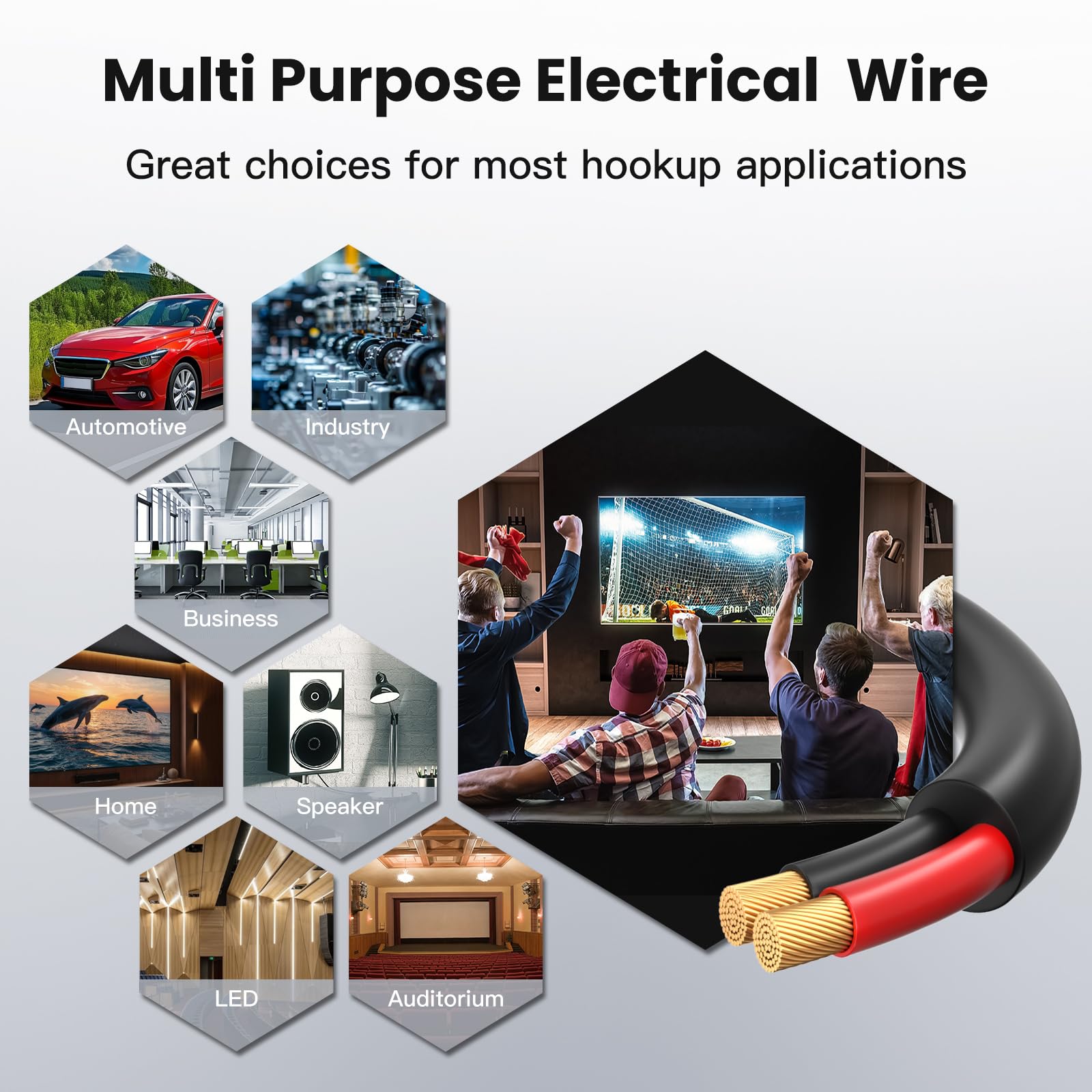 Cable de altavoz OFC de 12 AWG (9,16 metros), cable de altavoz OFC CL3 clasificado para patio, jardín, patio trasero, audio de paisaje, entierro directo en tierra/pared, color negro, 2