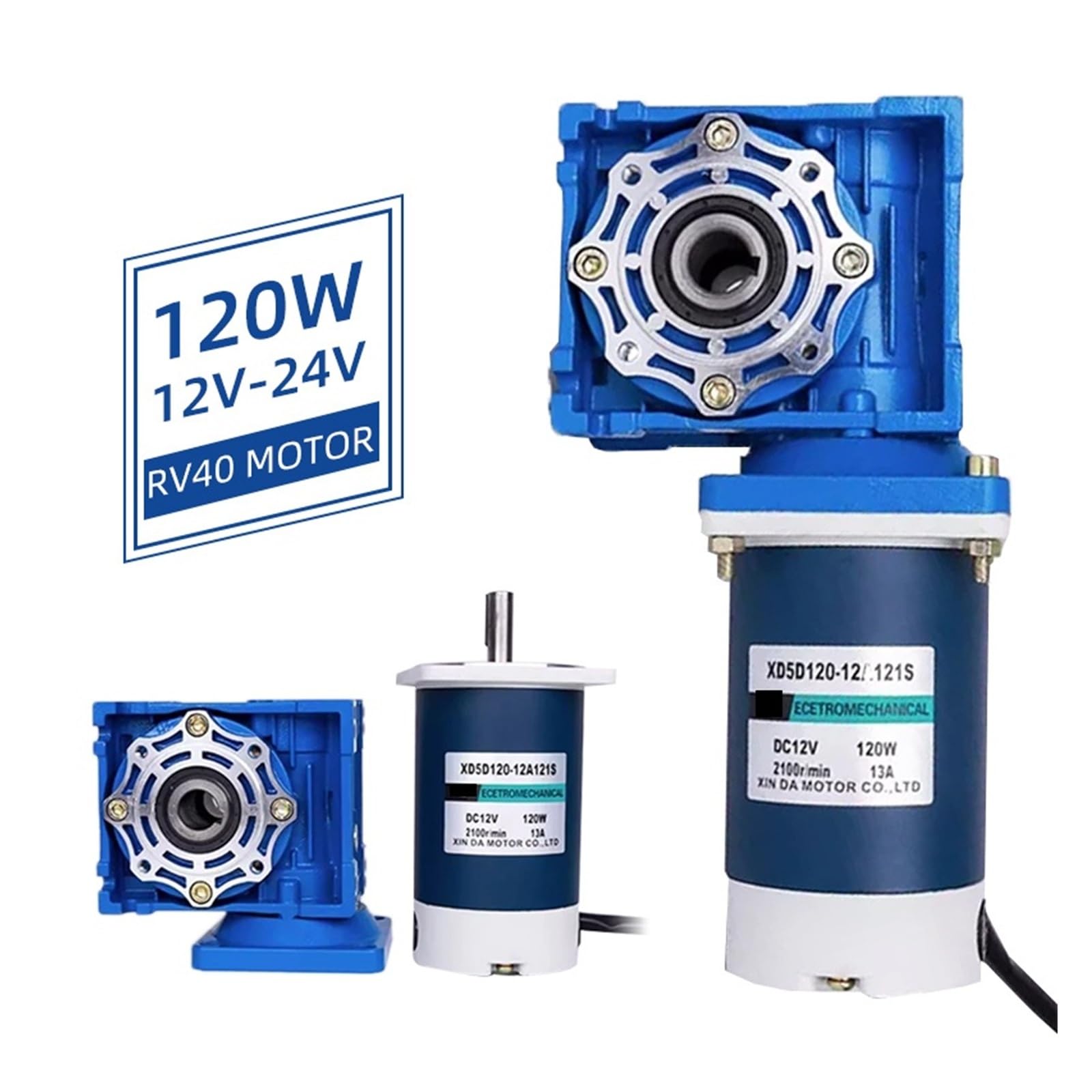 DC 12/24V Schneckengetriebe RV40 mit Drehmoment, selbstübersetzender, einseitig arretierbarer Welle Breite Anwendungen(210rpm,12V)