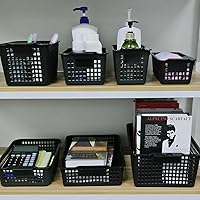 Vista 7 de Begale Bandejas de almacenamiento de escritorio de plástico, cestas organizadoras, juego de 6