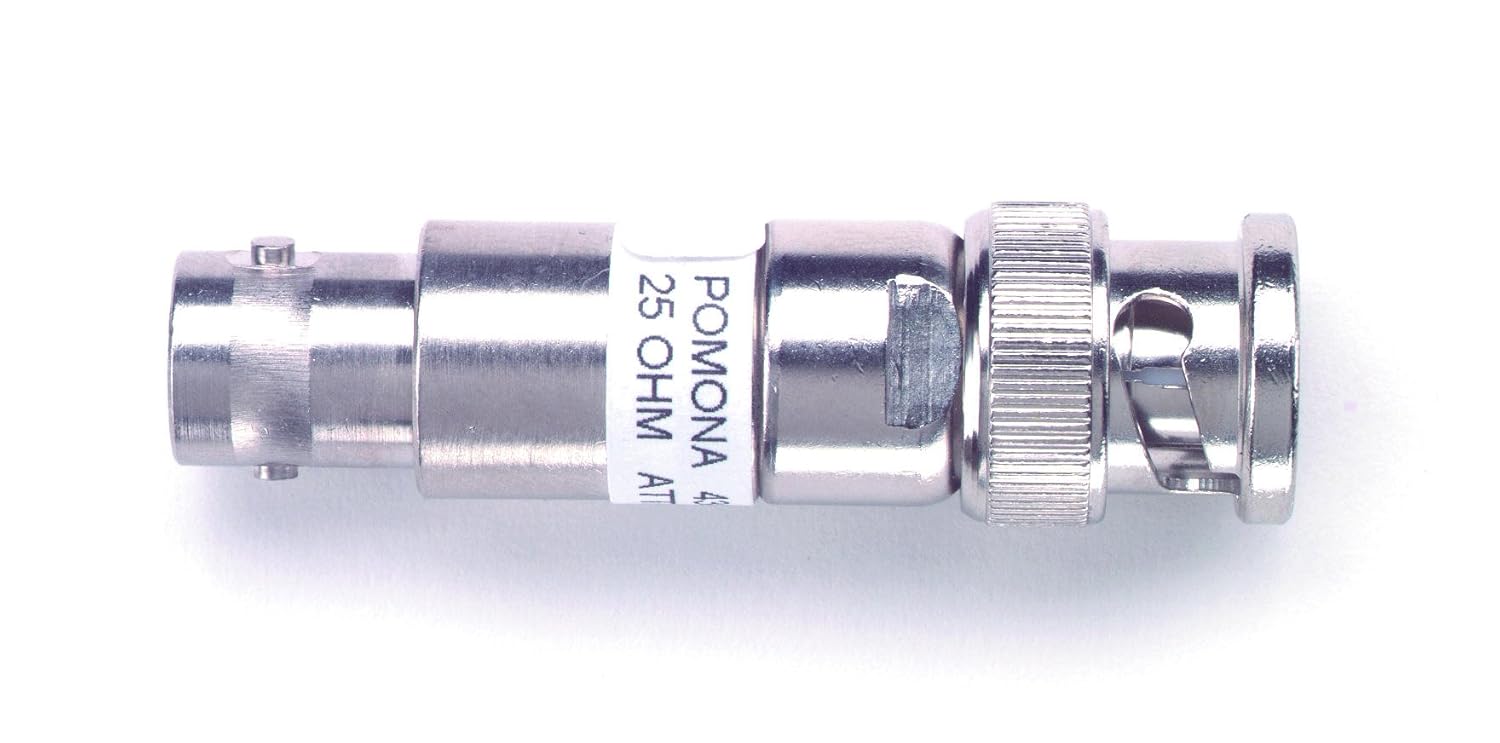 Pomona 439175 Brass BNC Resistor Attenuator, 75 ohms Nominal Impedance