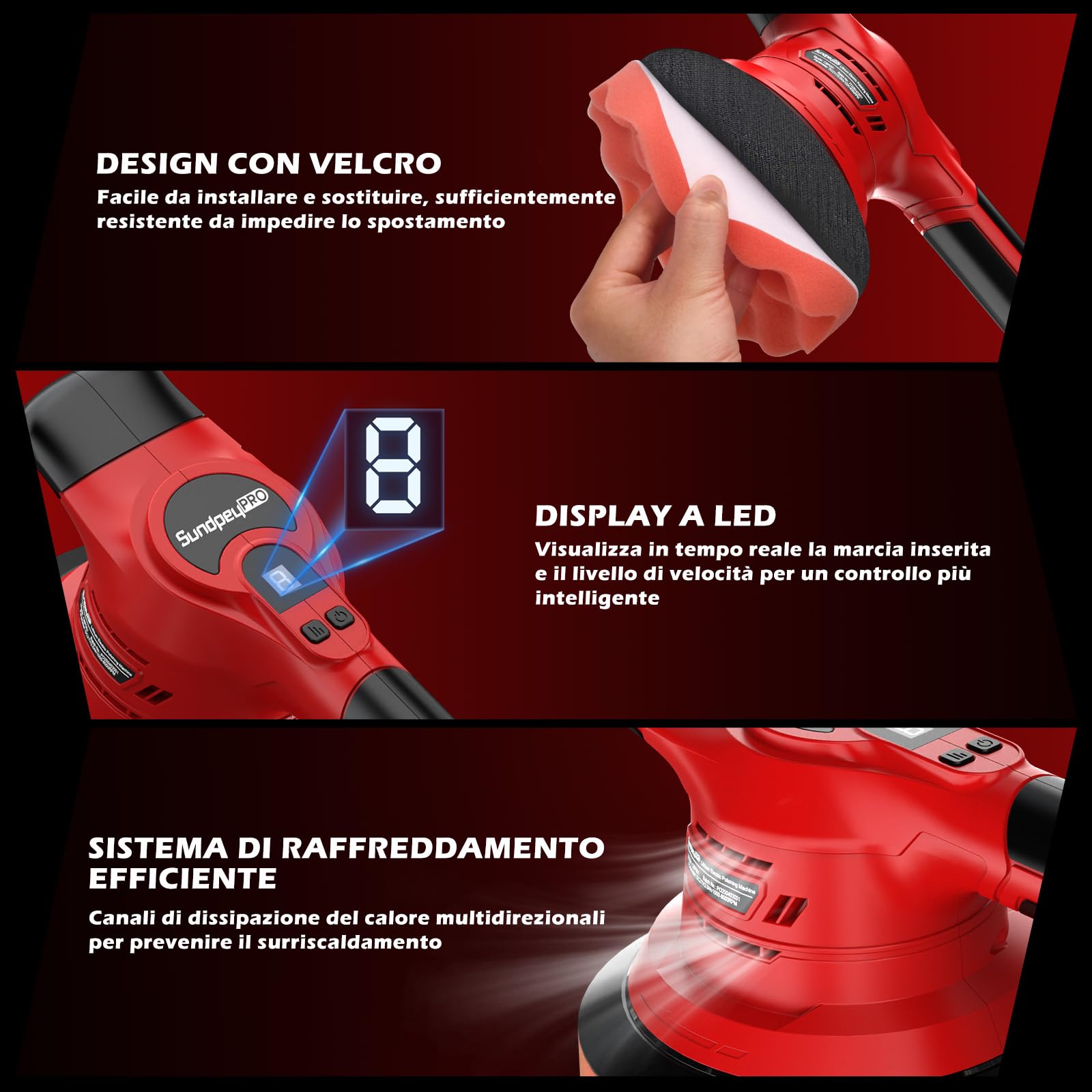 Lucidatrice Auto a Batteria Brushless, Lucidatrice Rotorbitale da 6 Pollici con 8000 RPM, 8 velocità Regolabili, 2 Batterie e Caricabatterie Rapido, per Cera, Levigatura e Rimozione Graffi
