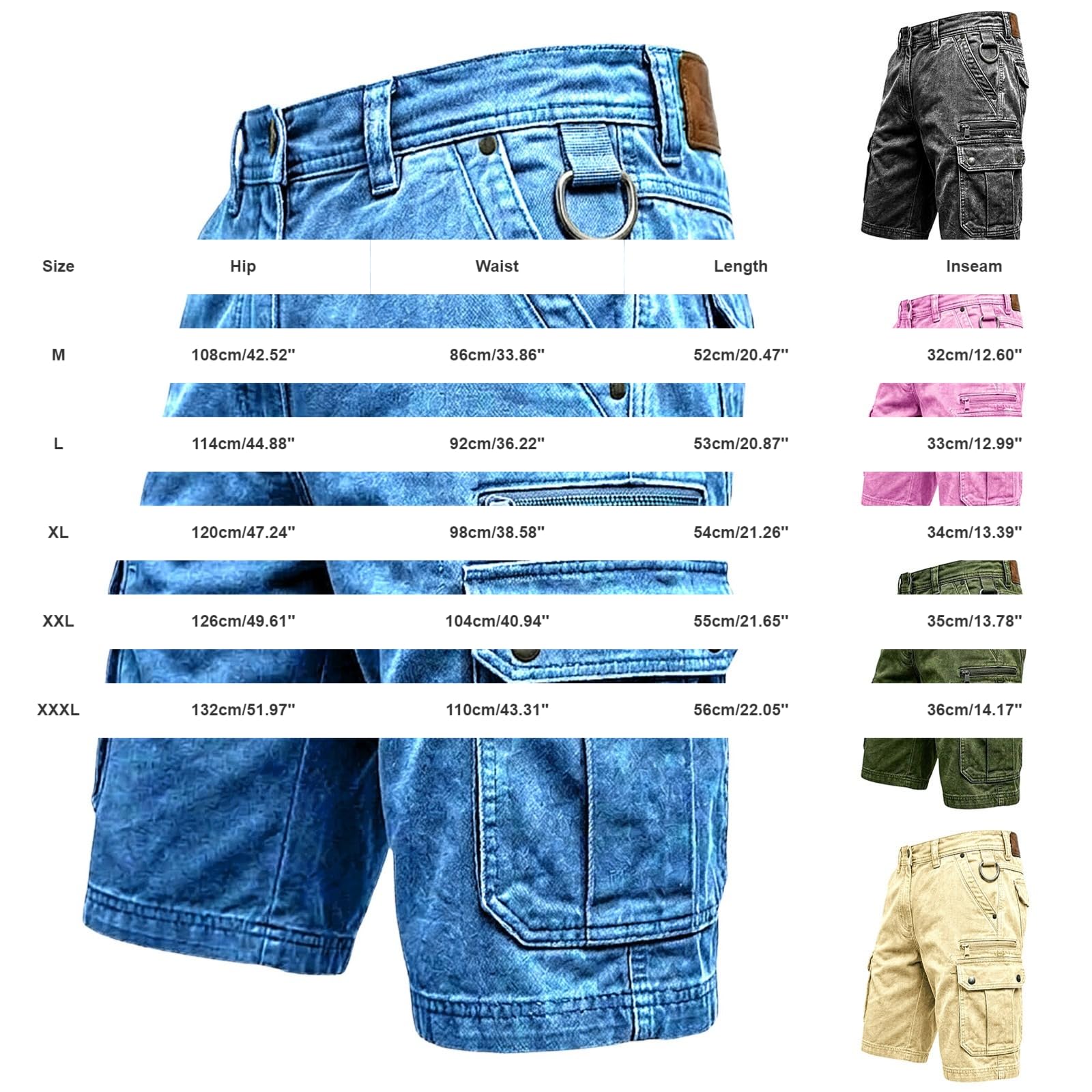 Short de travail cargo pour homme, short de randonnée avec plusieurs poches