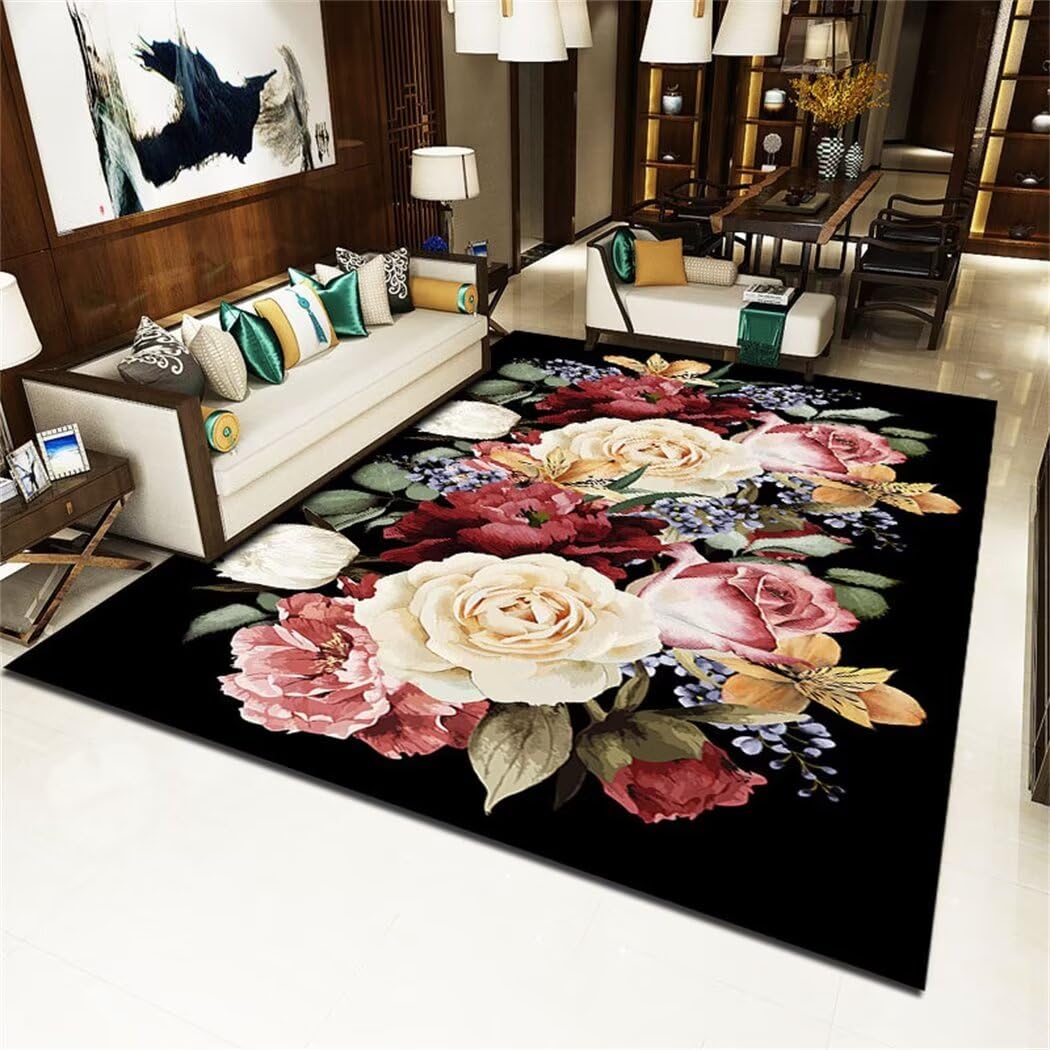 Accessoires de décoration de salon tapis rouge floral doux 120x160