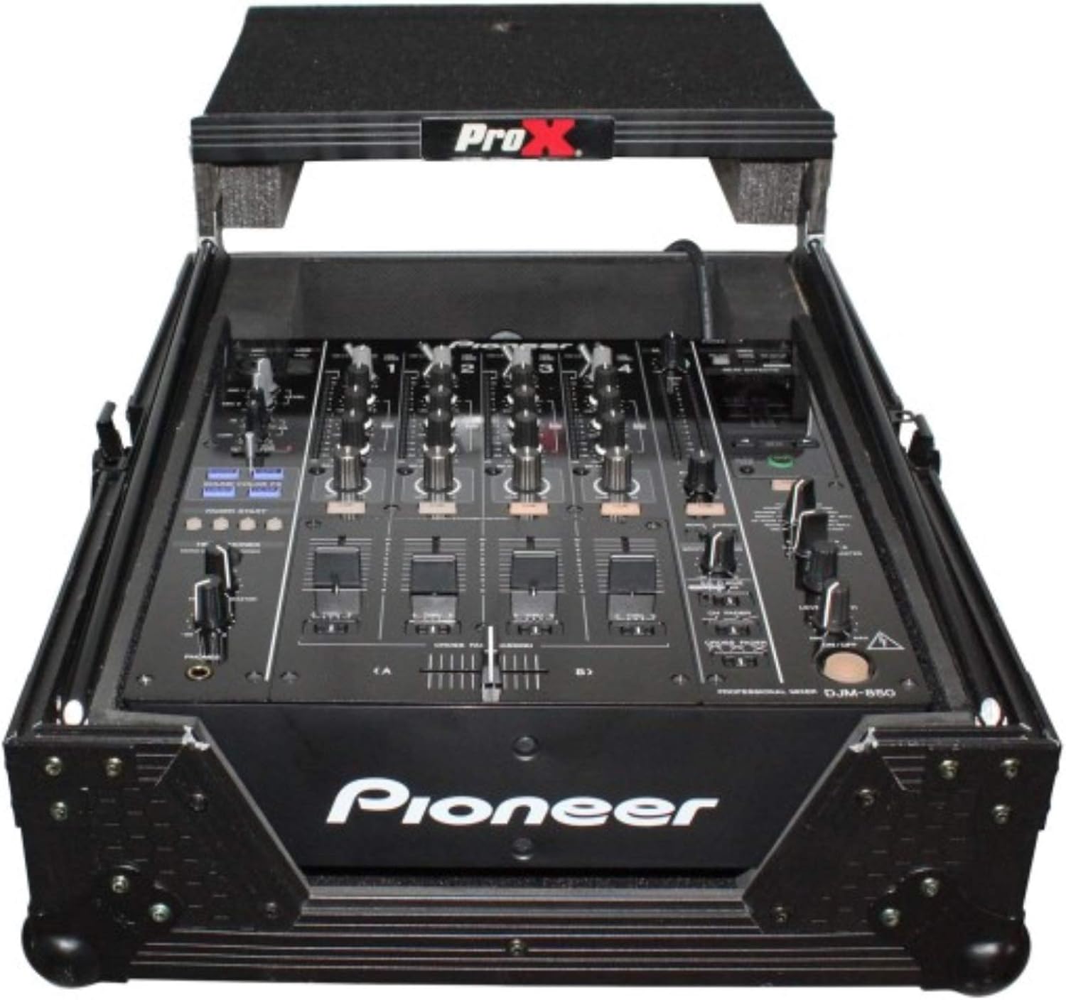 Artist Unknown ProX XS-M12LTBL Black on Black Mixer ATA300 Flight Hard Case For 12" Mixers With a Sliding Laptop Shelf and a Industrial Recessed Butterfly Twist Locklatch