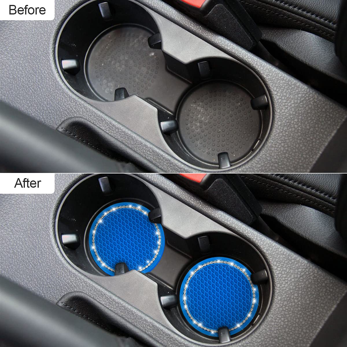 JOYTUTUS Supporto per bevande auto, sottobicchieri, universale, per auto, antiscivolo, per tazze da caffè, accessori per auto, 2 pezzi, nero/lucido