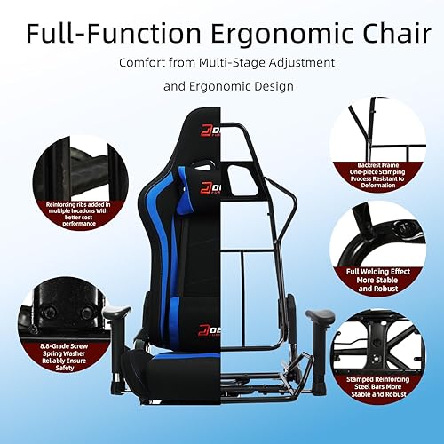 Miniatura 6 de Silla ergonómica de tela para juegos con reposapiés y soporte lumbar, silla de oficina de carreras, silla de juegos de computadora específica para